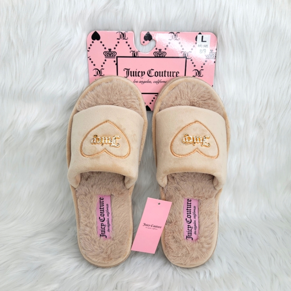 Juicy Couture Faux Fur Slides Slippers.
